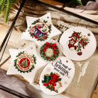 Vintage Needlework Christmas UV DTF Transfers Stickers