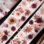 Vintage Peony Washi & PET Tape – Ivory & Burgundy