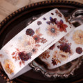 Vintage Peony Washi & PET Tape – Ivory & Burgundy