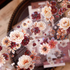 Vintage Peony Washi & PET Tape – Ivory & Burgundy