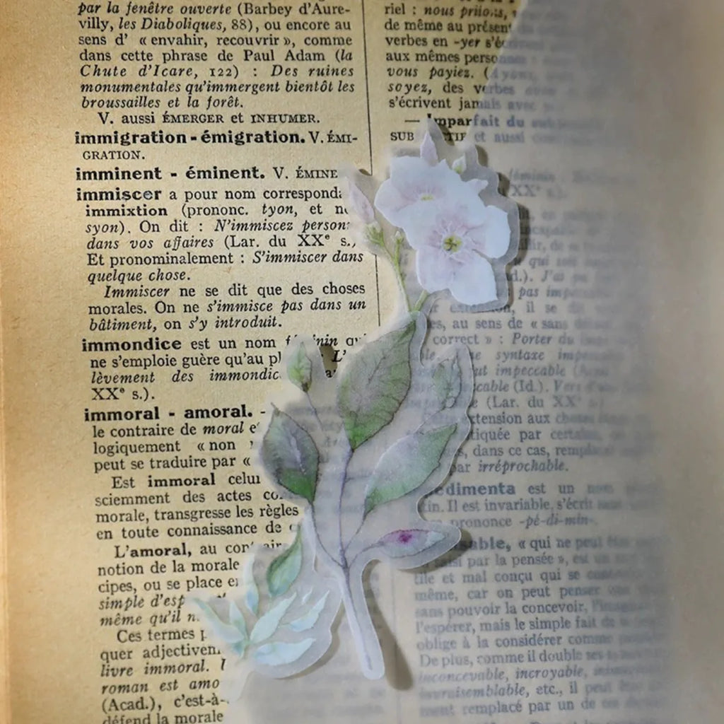 Vintage Pink Rose Vellum Stickers for Journaling