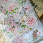 Autocollants en vélin motif roses roses vintage pour journal intime