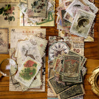 Autocollants de timbres-poste vintage avec plantes et fleurs