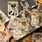 Autocollants de timbres-poste vintage avec plantes et fleurs