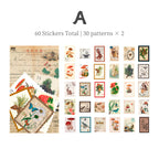 Autocollants de timbres-poste vintage avec plantes et fleurs