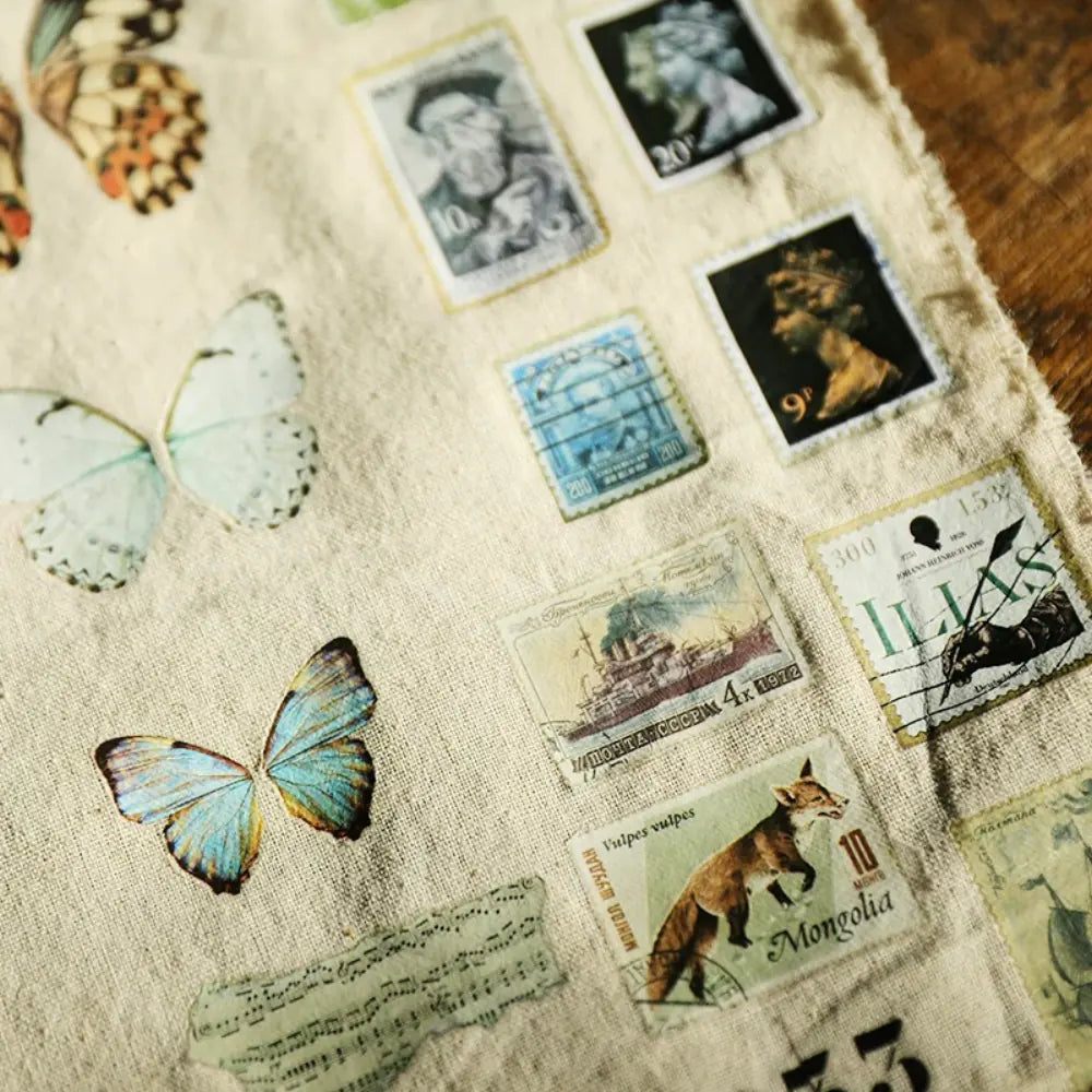 Vintage-Briefmarken-Rub-On-Sticker
