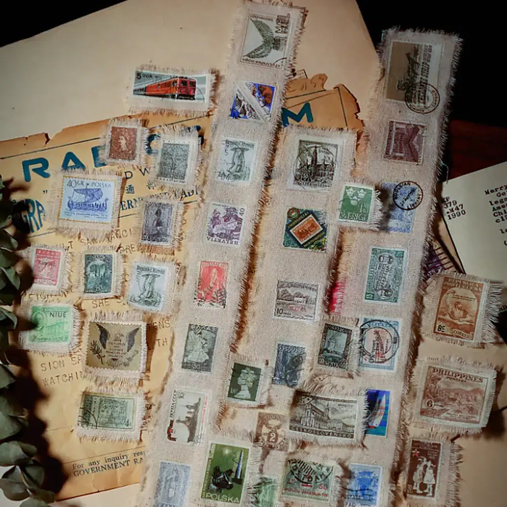 Autocollants à transfert à froid motif timbres vintage