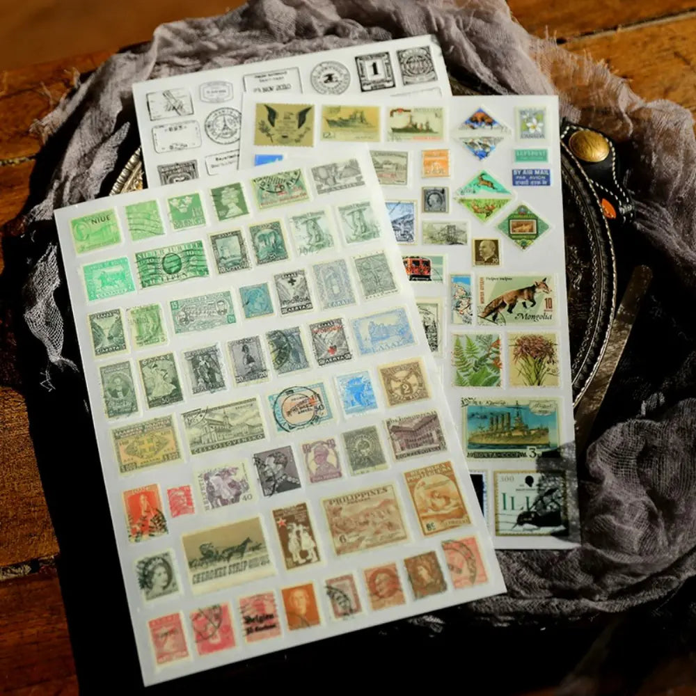 Vintage-Briefmarken-Rub-On-Sticker