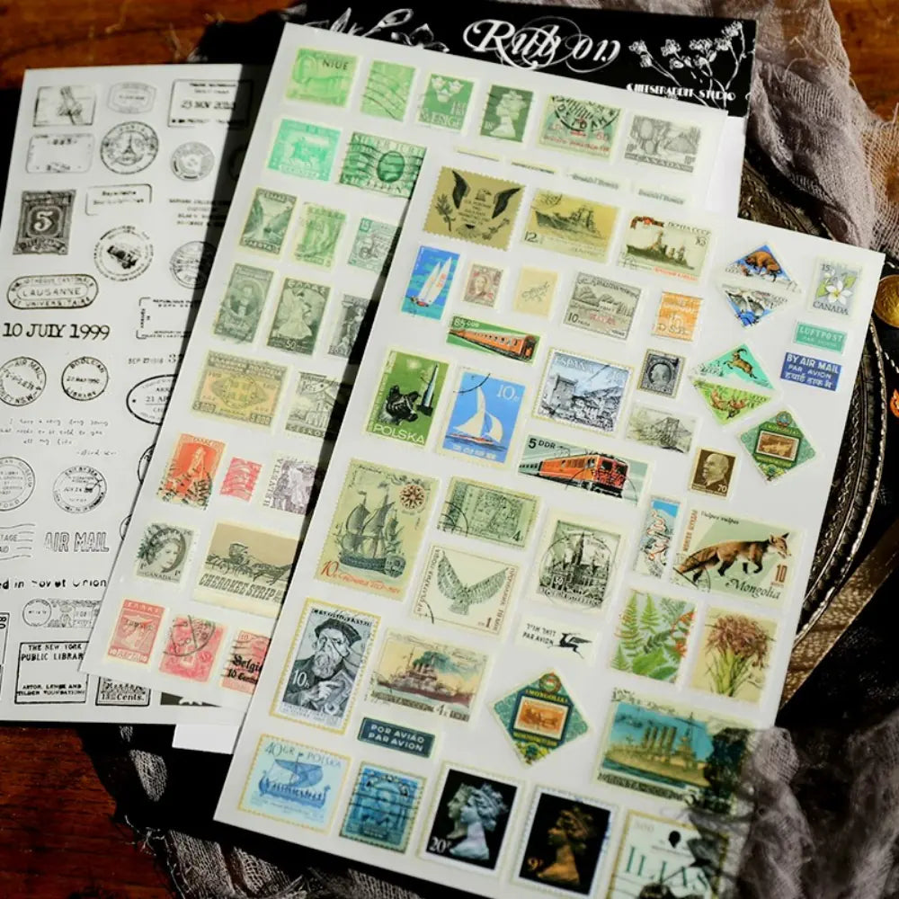 Autocollants à transfert à froid motif timbres vintage