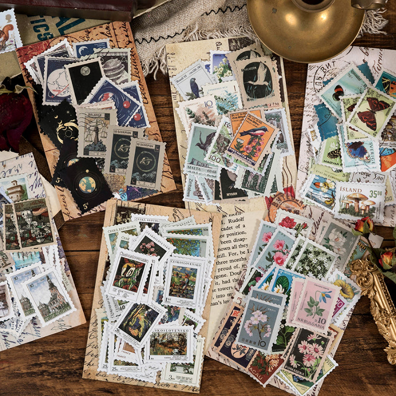 Autocollants de timbres-poste vintage