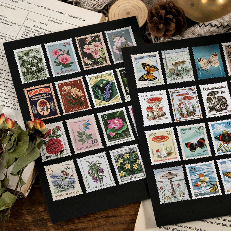 Autocollants de timbres-poste vintage