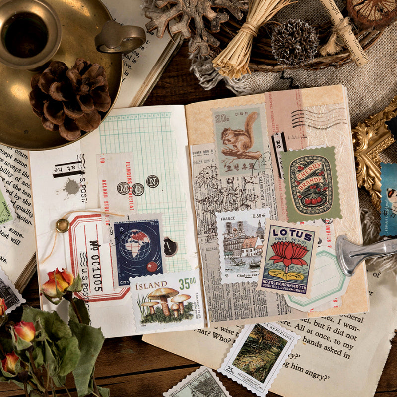 Autocollants de timbres-poste vintage