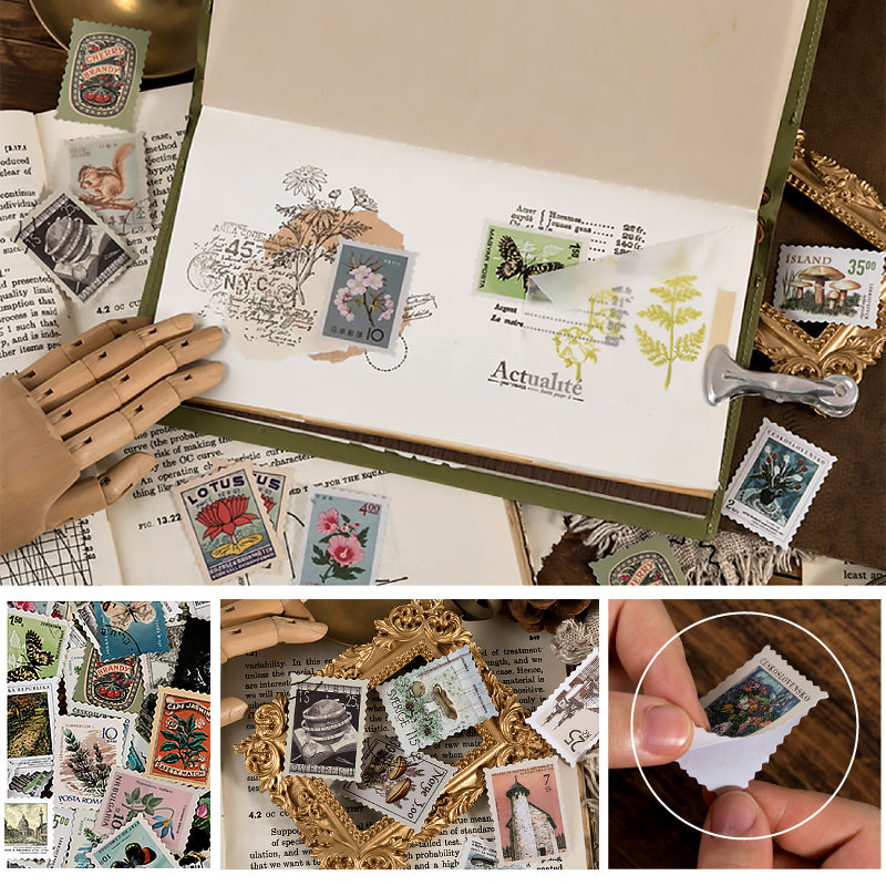 Autocollants de timbres-poste vintage