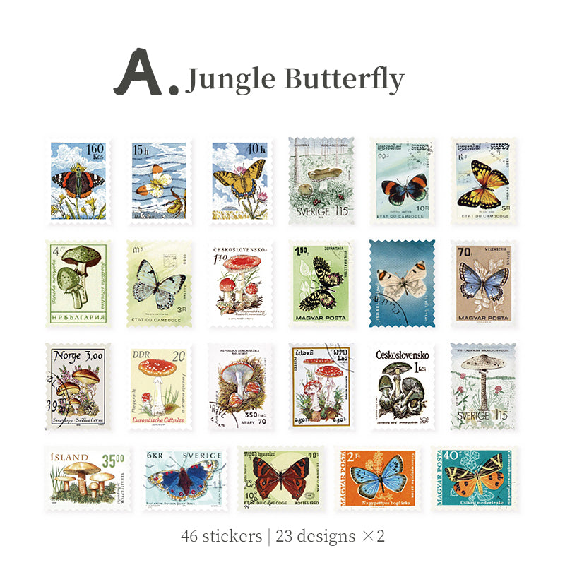 Vintage Postage Stamp style Stickers