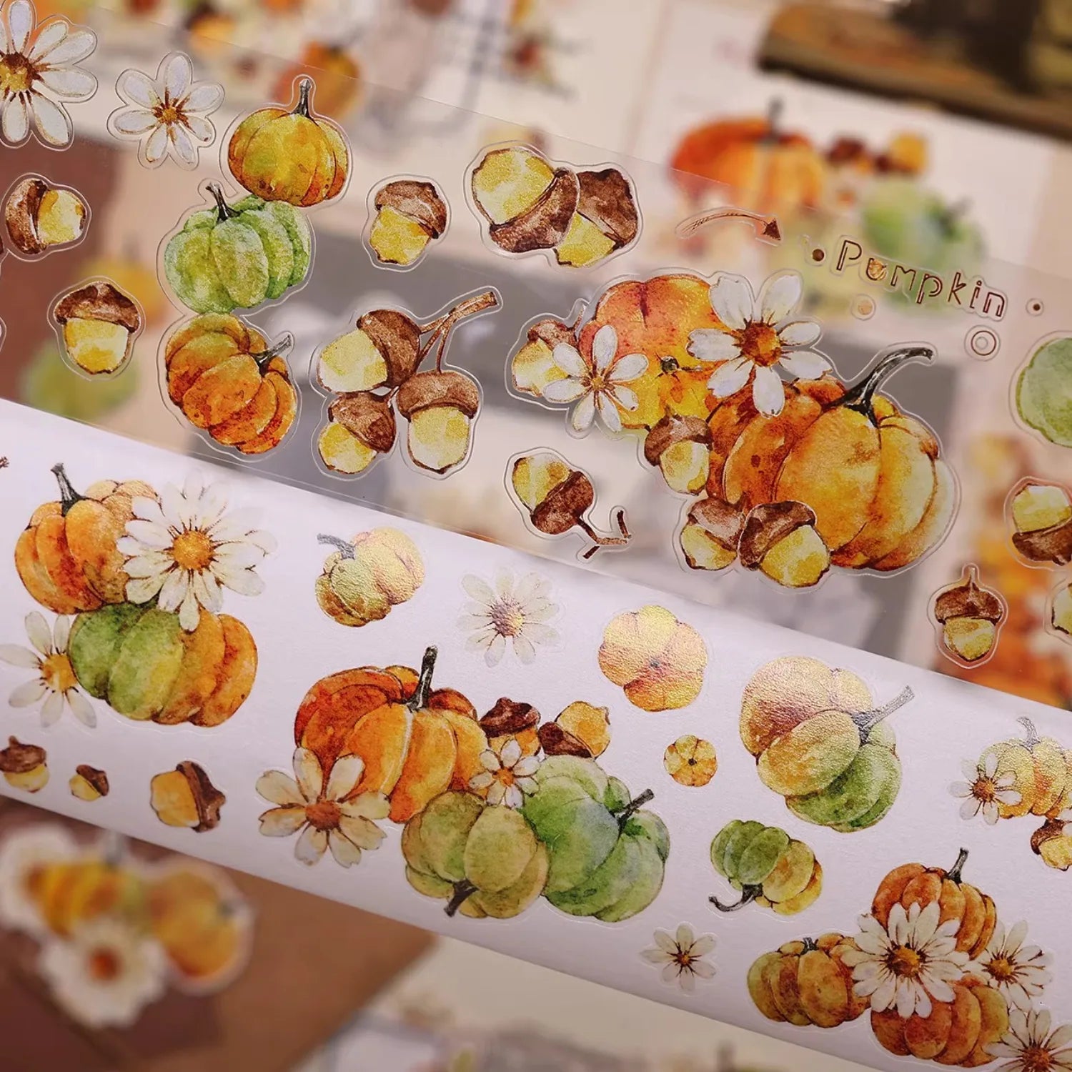 Vintage Pumpkin Washi Tape | Die-Cut Journaling Tape