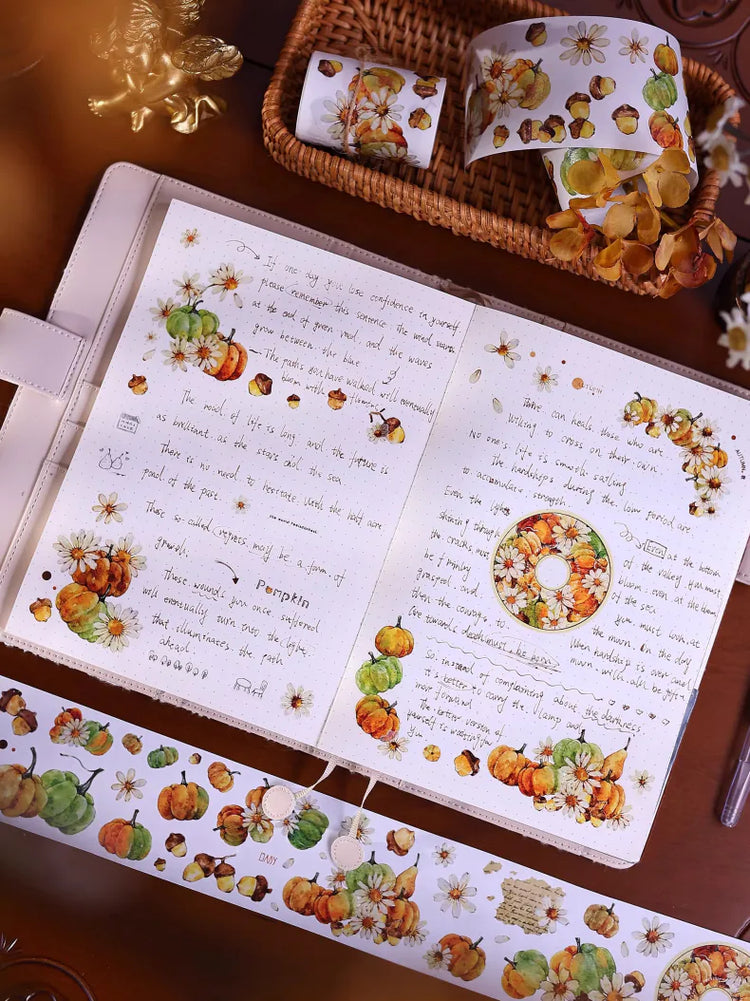Vintage Pumpkin Washi Tape | Die-Cut Journaling Tape