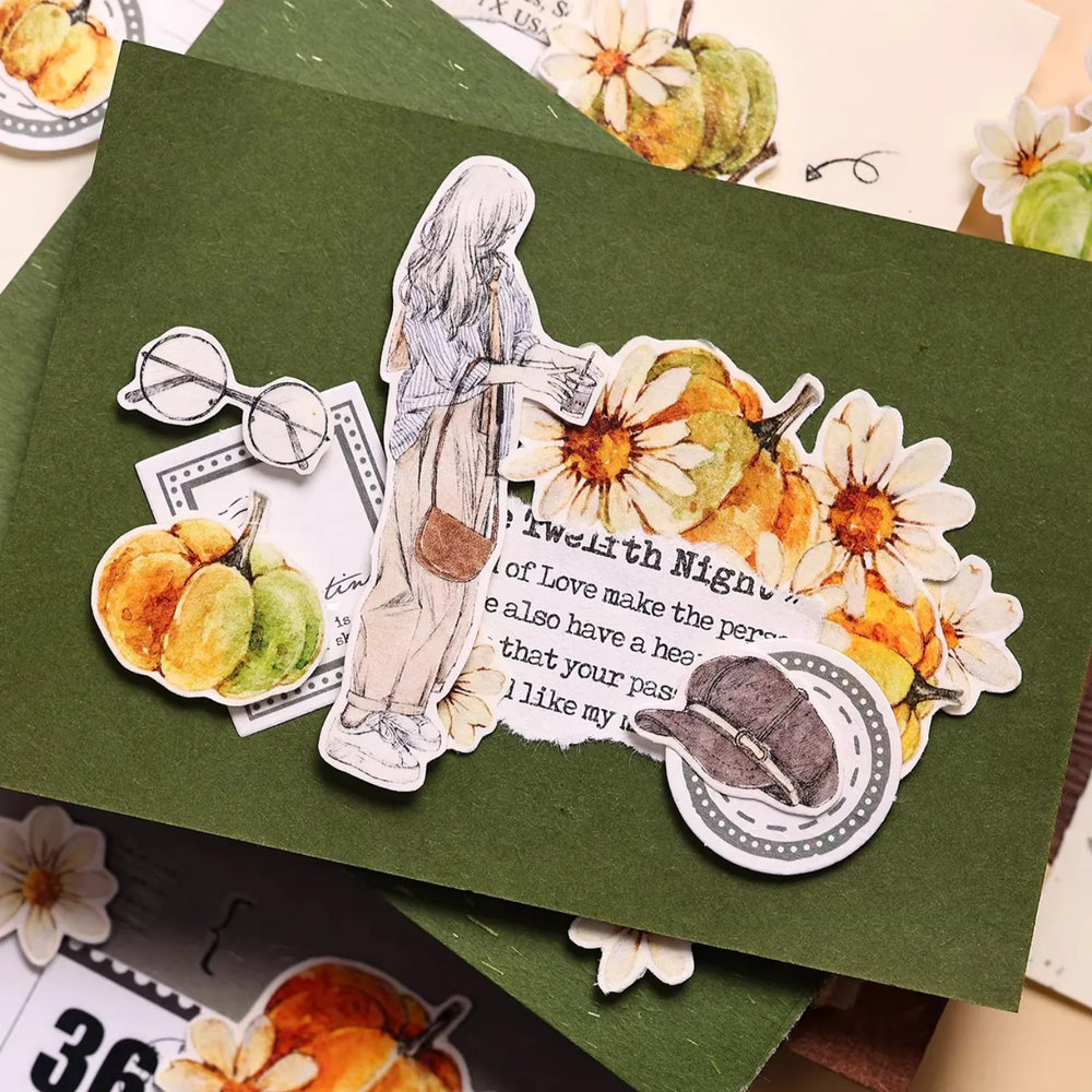 Washi Tape Citrouille Vintage | Ruban de Journaling Découpé