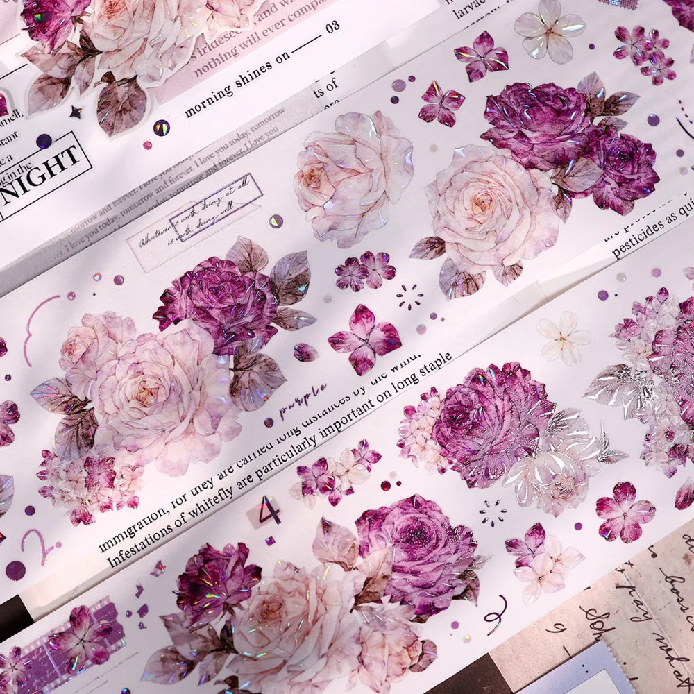 Vintage Purple Rose Washi PET journaling Tape