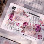 Vintage Purple Rose Washi PET journaling Tape