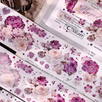 Vintage Purple Rose Washi PET journaling Tape