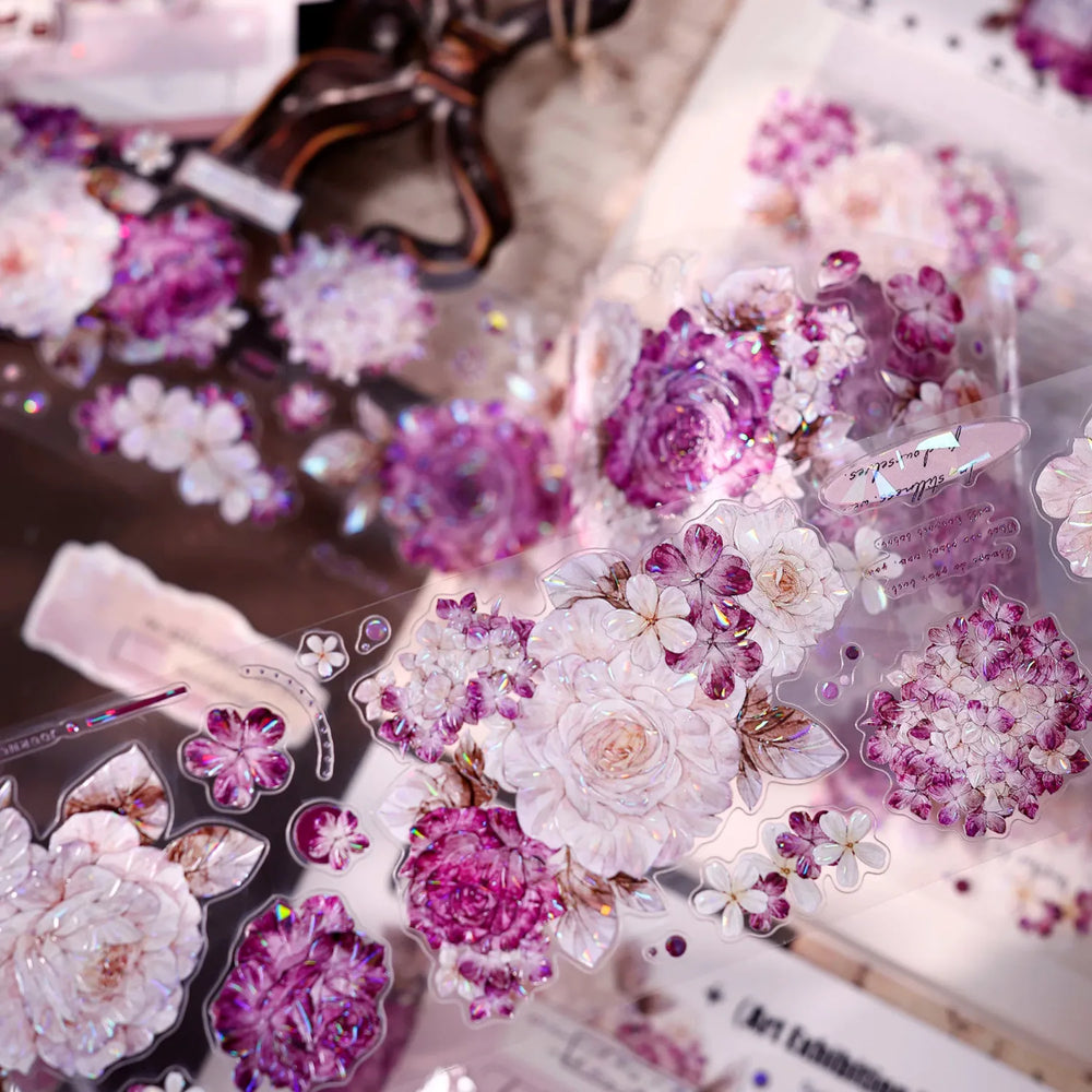 Vintage Purple Rose Washi PET journaling Tape
