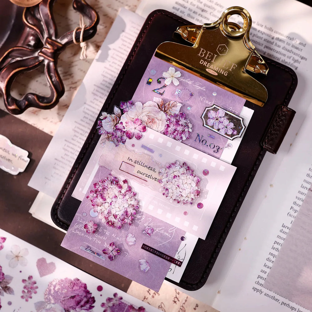 Vintage Purple Rose Washi PET journaling Tape