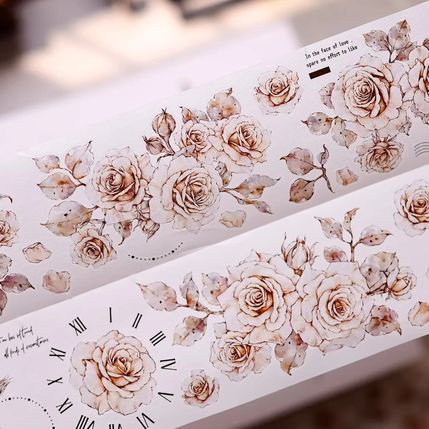 Vintage Rose Washi & PET Tape | Floral Journaling Ephemera