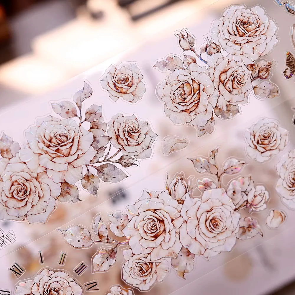 Ruban Washi & PET Rose vintage | Éphémères de Journal floral