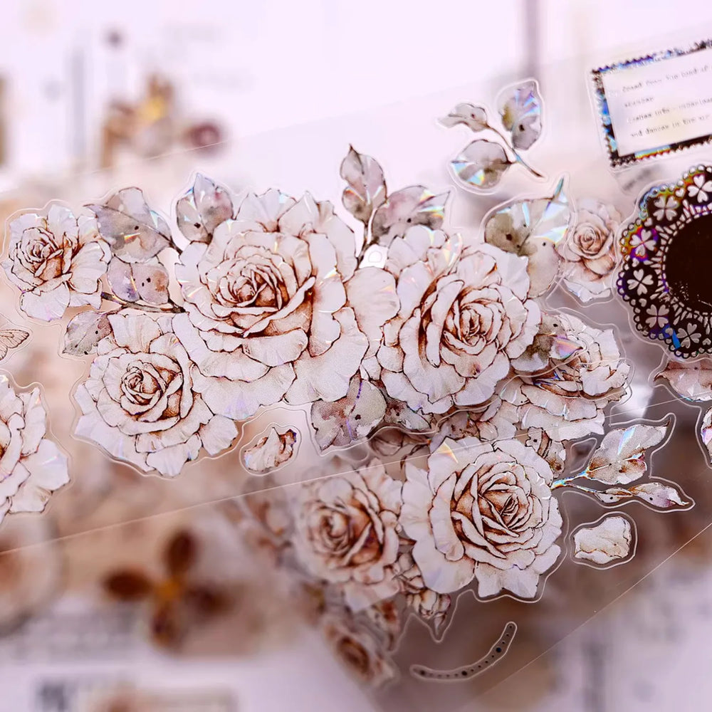 Ruban Washi & PET Rose vintage | Éphémères de Journal floral