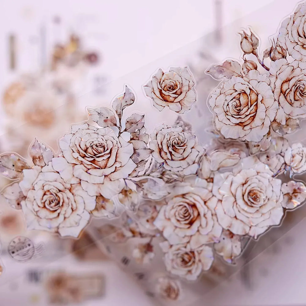 Ruban Washi & PET Rose vintage | Éphémères de Journal floral