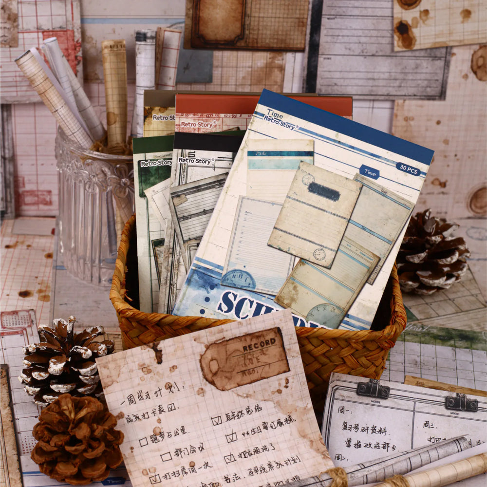 Vintage Schedule Scrapbooking Paper | Coffee-Dyed style Ephemera