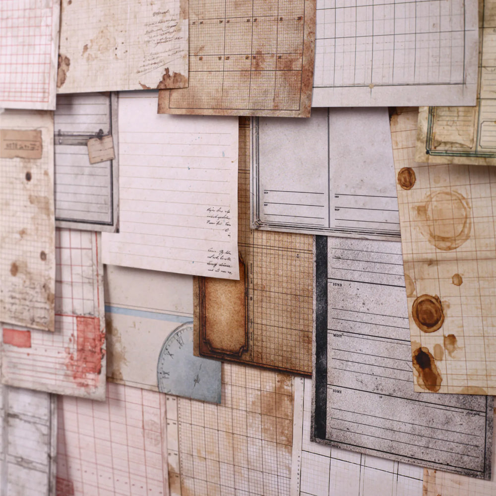 Vintage Schedule Scrapbooking Paper | Coffee-Dyed style Ephemera