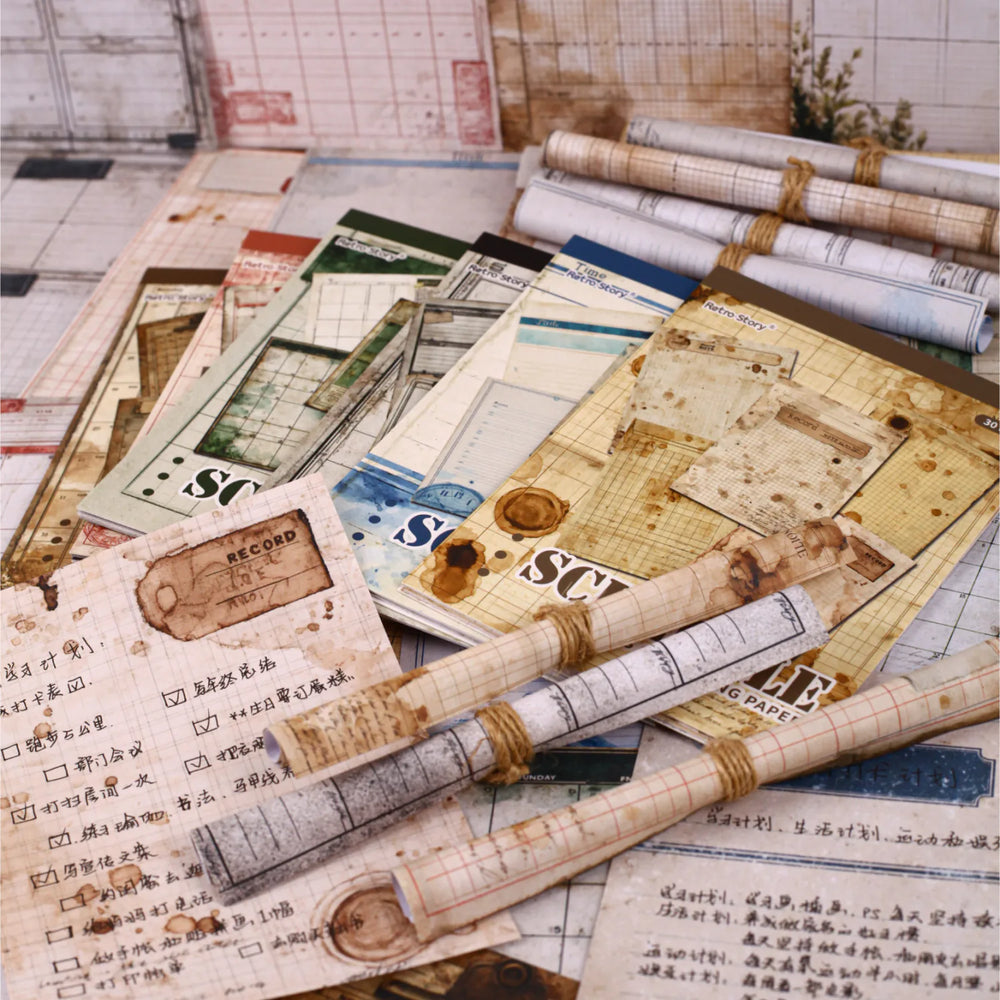 Vintage Schedule Scrapbooking Paper | Coffee-Dyed style Ephemera