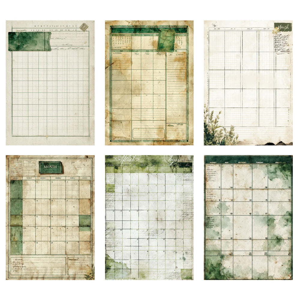 Vintage Schedule Scrapbooking Paper | Coffee-Dyed style Ephemera