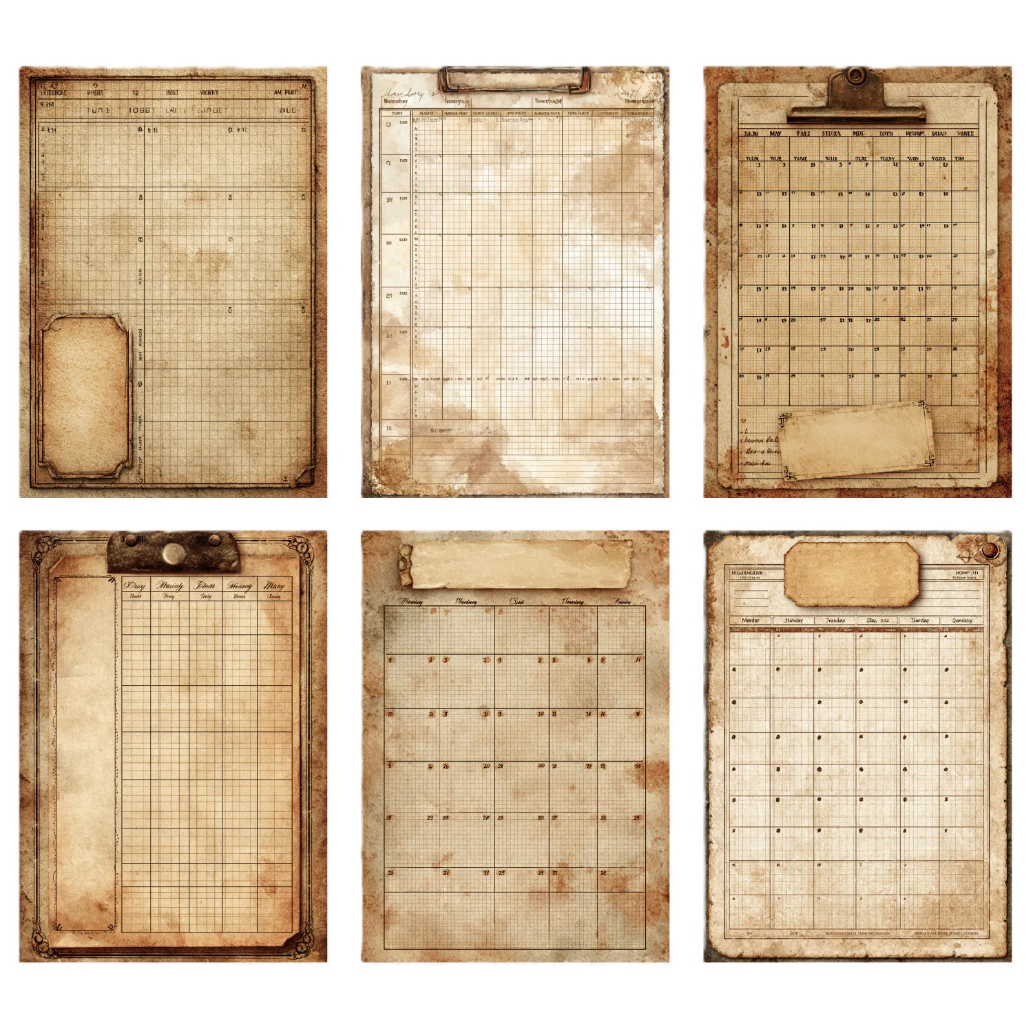 Papier scrapbooking style vintage | Éphémères teintés au café