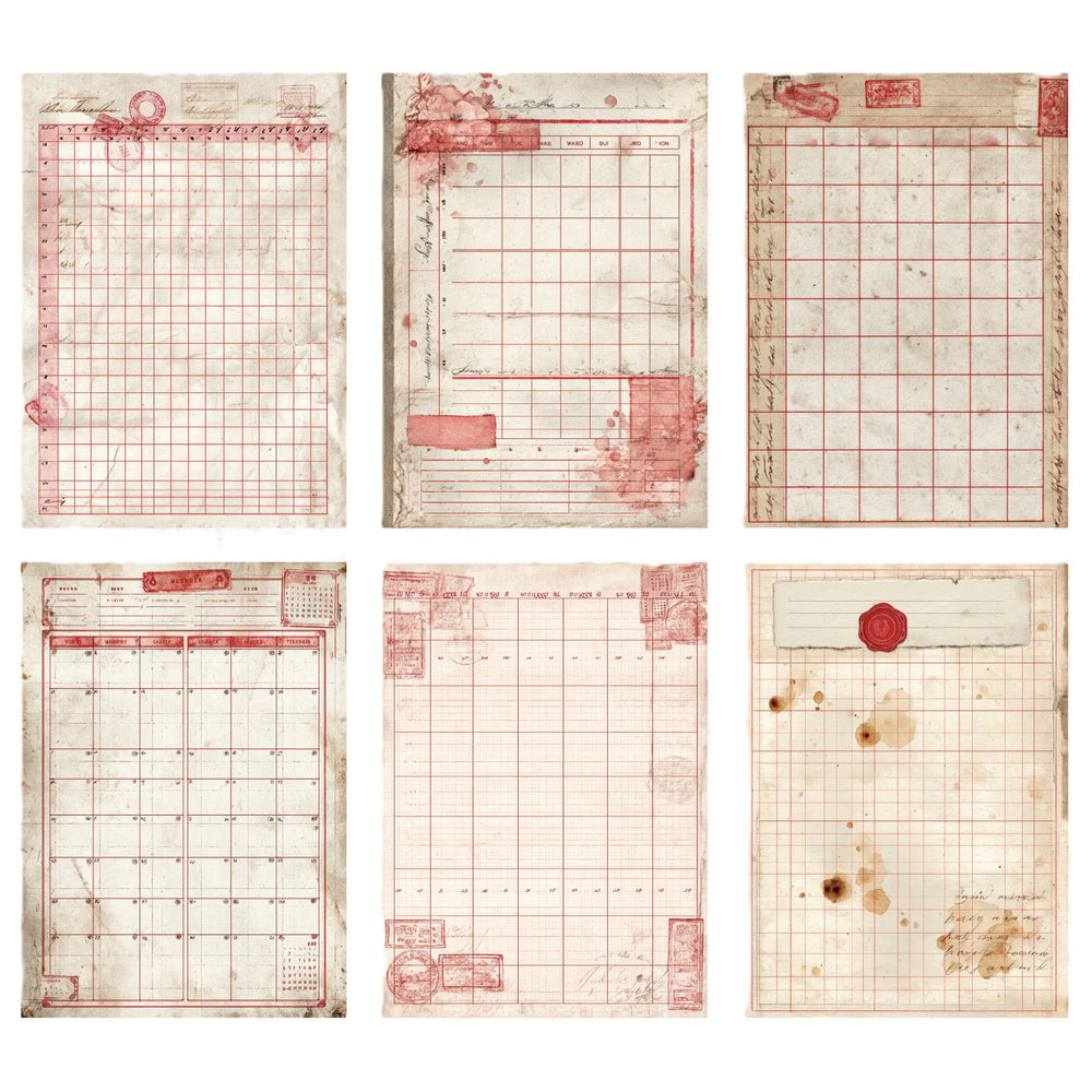 Vintage Schedule Scrapbooking Paper | Coffee-Dyed style Ephemera