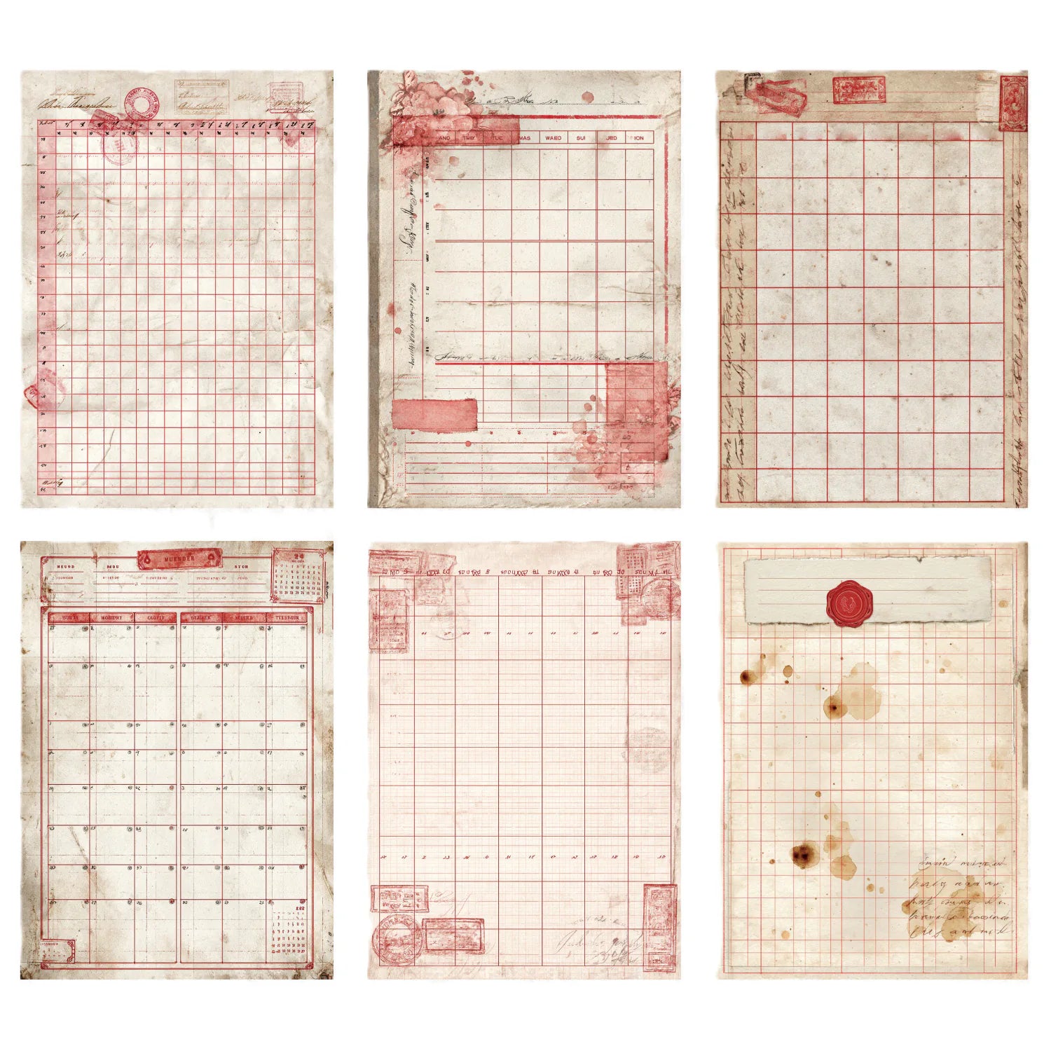 Papier scrapbooking style vintage | Éphémères teintés au café