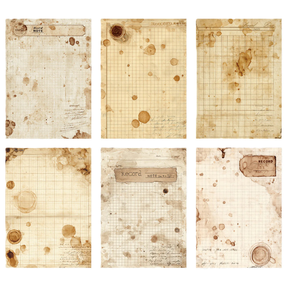 Vintage Schedule Scrapbooking Paper | Coffee-Dyed style Ephemera