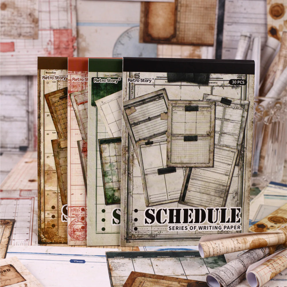 Vintage Schedule Scrapbooking Paper | Coffee-Dyed style Ephemera