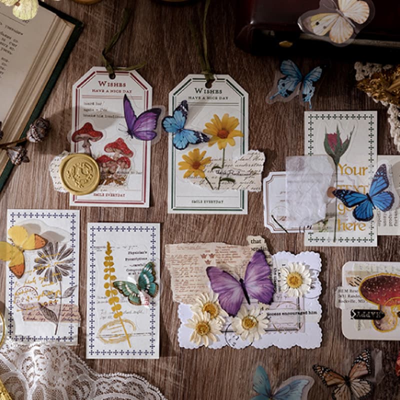 Vintage Scrapbooking Bunte Schmetterling Aufkleber