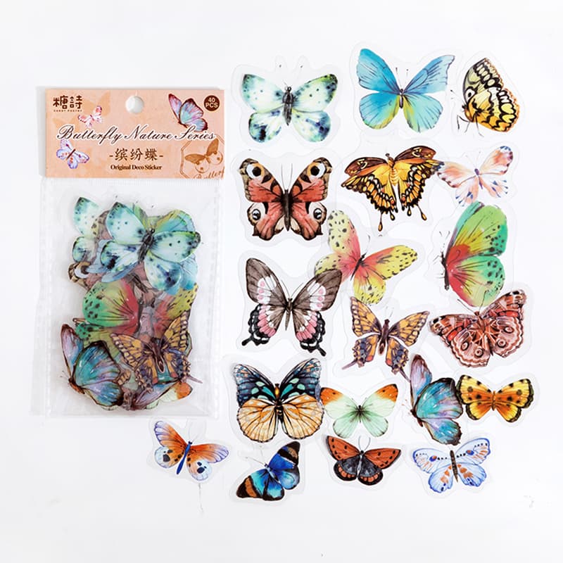Autocollants de papillons colorés vintage pour scrapbooking