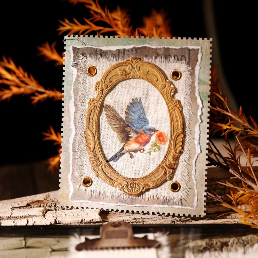 Autocollants printaniers vintage à frotter | Colibri, coccinelle et fleurs