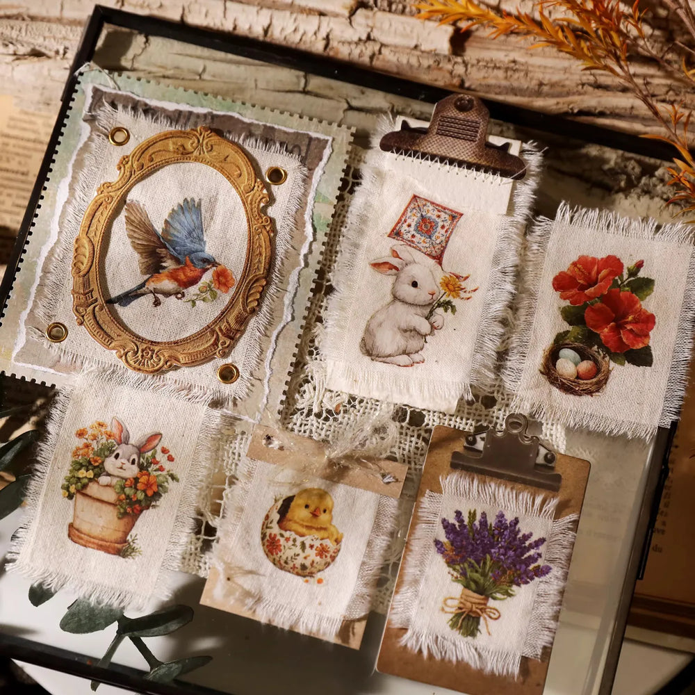 Autocollants printaniers vintage à frotter | Colibri, coccinelle et fleurs