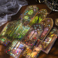 Vintage-Aufkleber mit Buntglasfenster-Motiv für Haustiere | Fantasy-Goldfolien-Aufkleber (gestanzt)