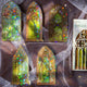 Vintage Stained Glass Window PET Stickers | Fantasy Gold Foil Die-Cut Stickers