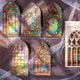 Vintage Stained Glass Window PET Stickers | Fantasy Gold Foil Die-Cut Stickers