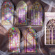 Vintage Stained Glass Window PET Stickers | Fantasy Gold Foil Die-Cut Stickers
