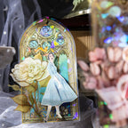 Vintage-Aufkleber mit Buntglasfenster-Motiv für Haustiere | Fantasy-Goldfolien-Aufkleber (gestanzt)