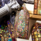 Vintage-Aufkleber mit Buntglasfenster-Motiv für Haustiere | Fantasy-Goldfolien-Aufkleber (gestanzt)