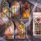 Vintage Stained Glass Window PET Stickers | Fantasy Gold Foil Die-Cut Stickers